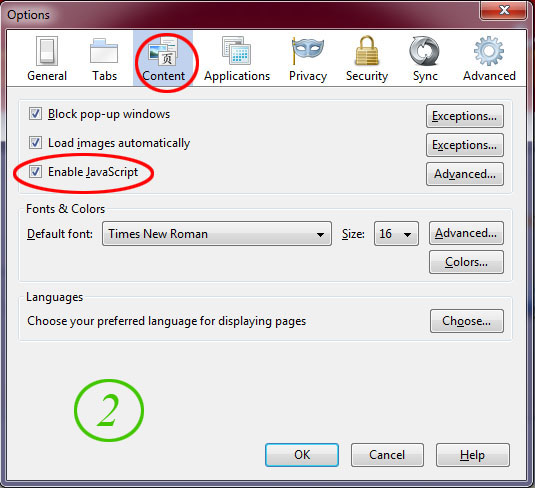 راهنمای فعال کردن کدهای جاوا اسکریپت بروی Firefox
